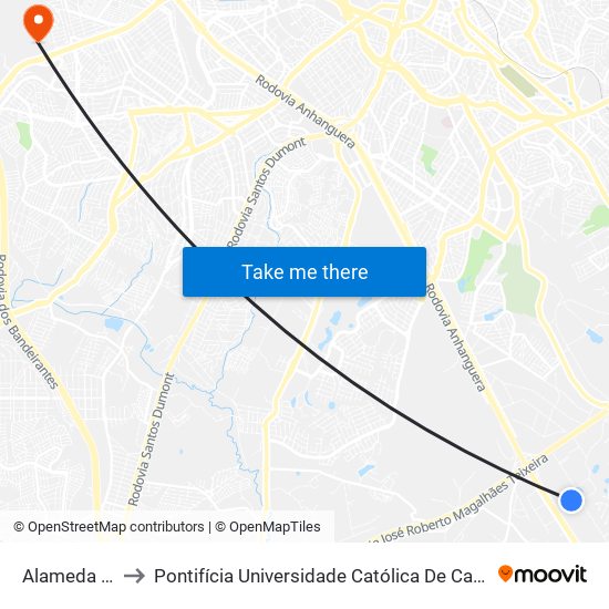 Alameda Itaúna, 170 to Pontifícia Universidade Católica De Campinas - Puc-Campinas (Campus II) map