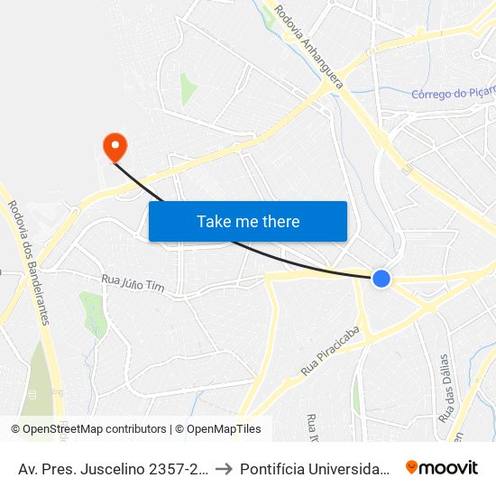 Av. Pres. Juscelino 2357-2391 - Jardim Campos Eliseos Campinas - SP 13060-858 Brasil to Pontifícia Universidade Católica De Campinas - Puc-Campinas (Campus II) map