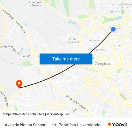 Avenida Nossa Senhora De Fátima 282 - Taquaral Campinas - SP Brasil to Pontifícia Universidade Católica De Campinas - Puc-Campinas (Campus II) map
