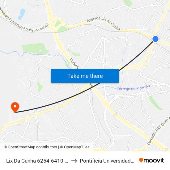 Lix Da Cunha 6254-6410 - Bonfim - Vila Industrial Campinas - SP 13070-716 Brasil to Pontifícia Universidade Católica De Campinas - Puc-Campinas (Campus II) map