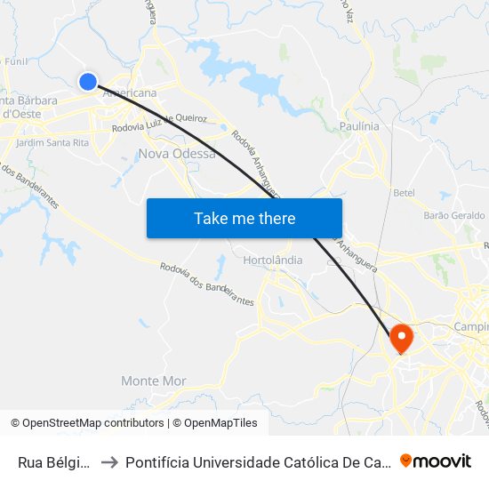 Rua Bélgica, 776-916 to Pontifícia Universidade Católica De Campinas - Puc-Campinas (Campus II) map