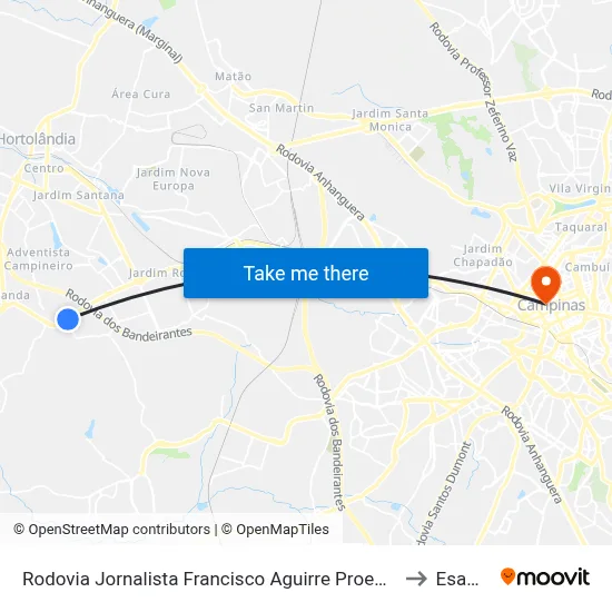 Rodovia Jornalista Francisco Aguirre Proença to Esamc map