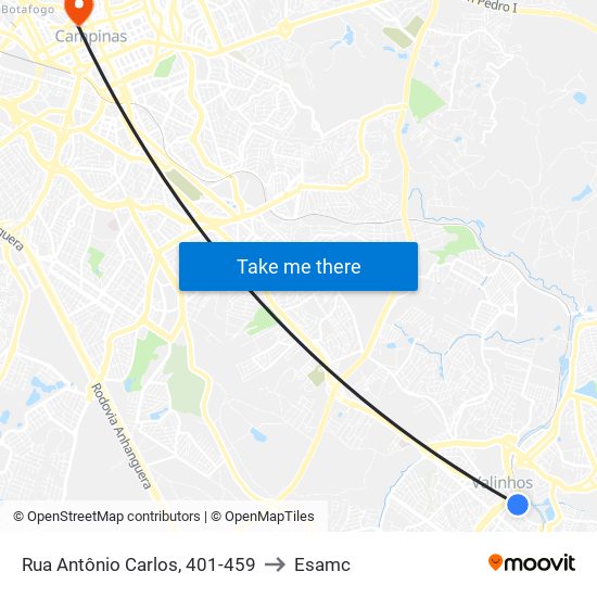 Rua Antônio Carlos, 401-459 to Esamc map