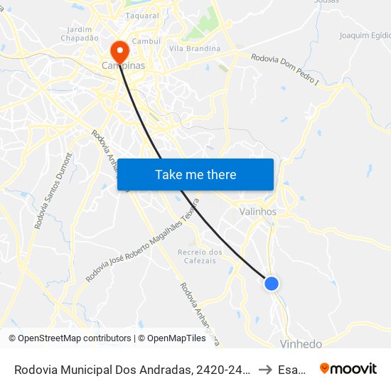 Rodovia Municipal Dos Andradas, 2420-2472 to Esamc map