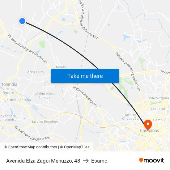 Avenida Elza Zagui Menuzzo, 48 to Esamc map