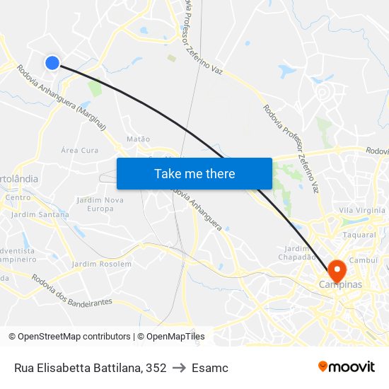 Rua Elisabetta Battilana, 352 to Esamc map