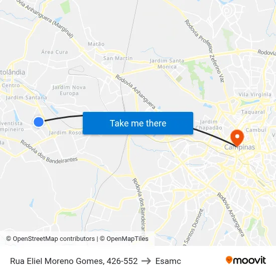 Rua Eliel Moreno Gomes, 426-552 to Esamc map