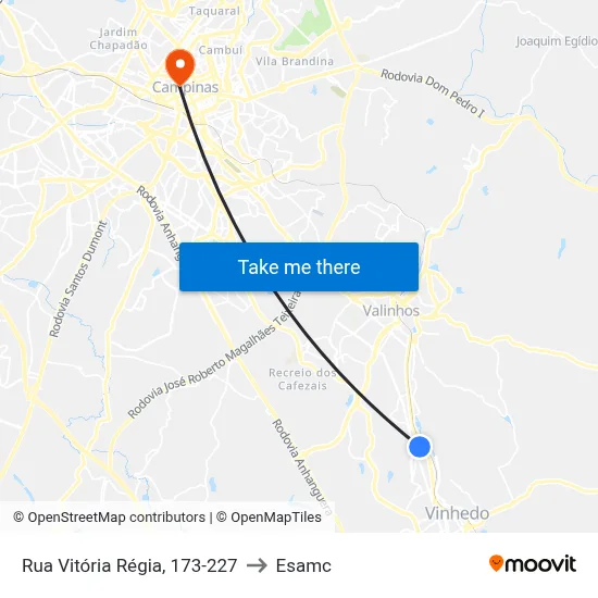 Rua Vitória Régia, 173-227 to Esamc map