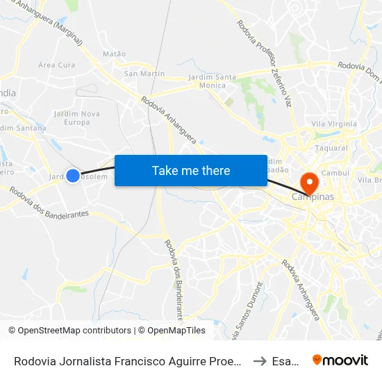 Rodovia Jornalista Francisco Aguirre Proença to Esamc map