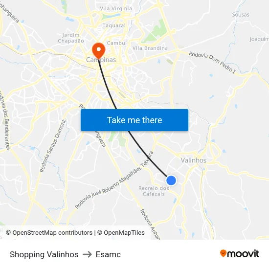 Shopping Valinhos to Esamc map