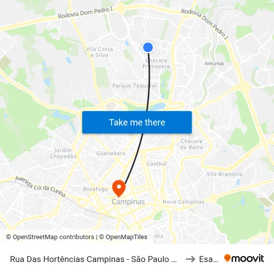 Rua Das Hortências Campinas - São Paulo 13087 Brasil to Esamc map