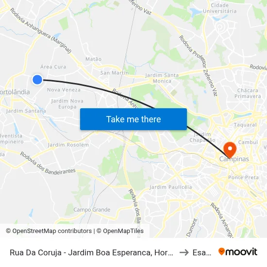 Rua Da Coruja - Jardim Boa Esperanca, Hortolândia to Esamc map