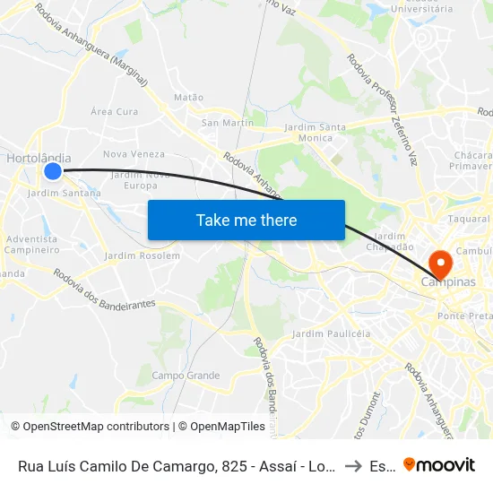 Rua Luís Camilo De Camargo, 825 - Assaí - Lot. Remanso Campineiro, Hortolândia to Esamc map