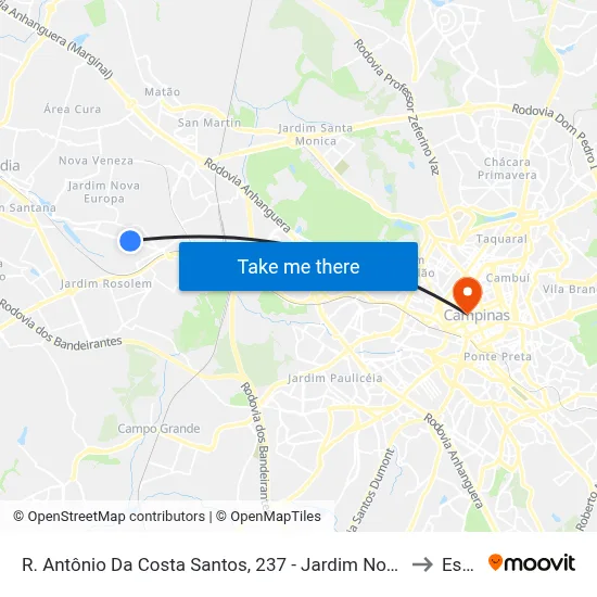 R. Antônio Da Costa Santos, 237 - Jardim Nova América, Hortolândia to Esamc map