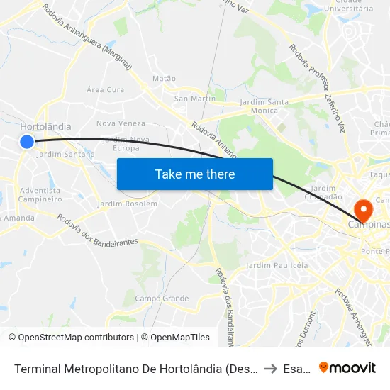 Terminal Metropolitano De Hortolândia (Desembarque) to Esamc map