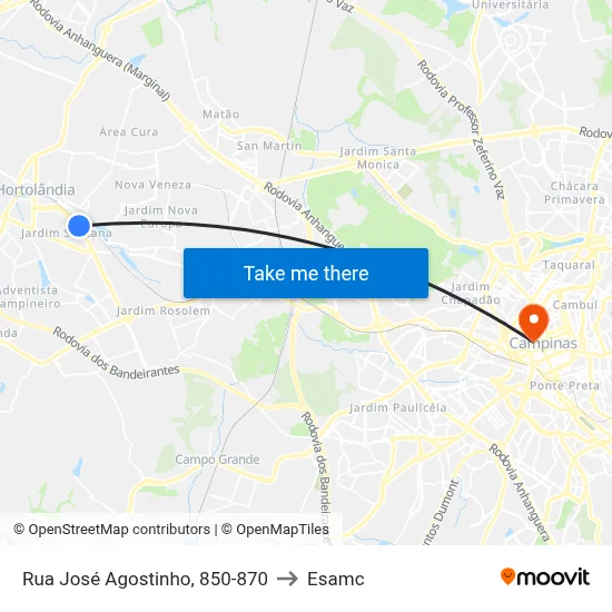 Rua José Agostinho, 850 to Esamc map