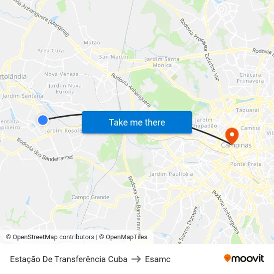 Estação De Transferência Cuba to Esamc map
