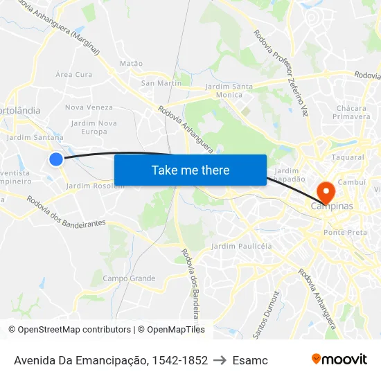 Avenida Da Emancipação, 1542-1852 to Esamc map