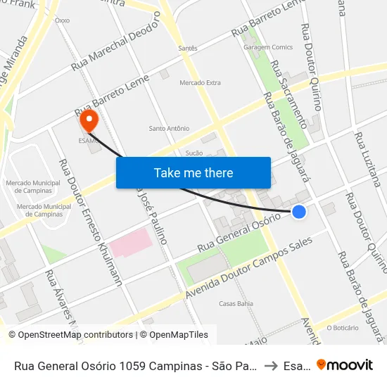 Rua General Osório 1059 Campinas - São Paulo 13010 Brasil to Esamc map