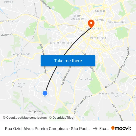 Rua Oziel Alves Pereira Campinas - São Paulo 13054 Brasil to Esamc map