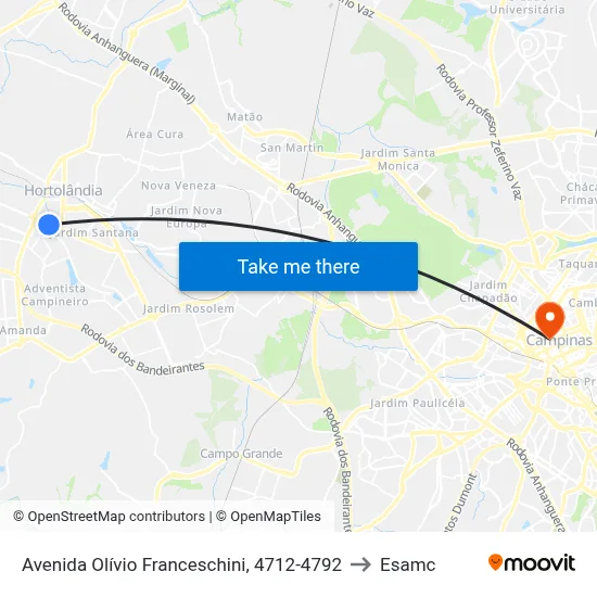 Avenida Olívio Franceschini, 4712-4792 to Esamc map