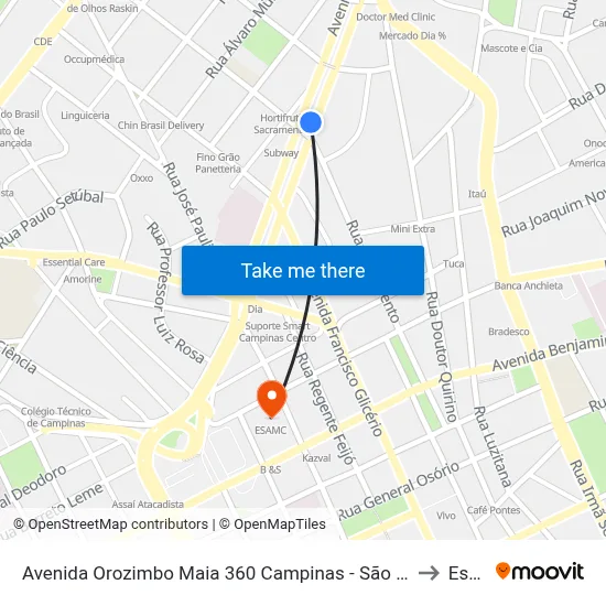 Avenida Orozimbo Maia 360 Campinas - São Paulo 13010-211 Brasil to Esamc map
