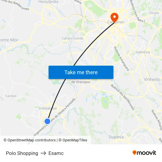Polo Shopping to Esamc map