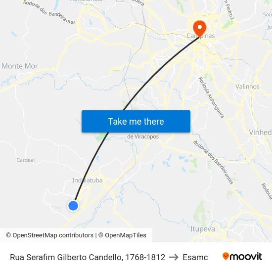 Rua Serafim Gilberto Candello, 1768-1812 to Esamc map