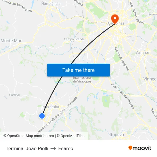 Terminal João Piolli to Esamc map