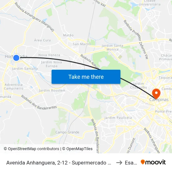 Avenida Anhanguera, 2-12 - Supermercado São Vicente to Esamc map