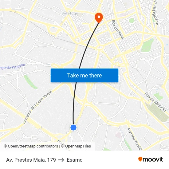 Av. Prestes Maia, 179 to Esamc map