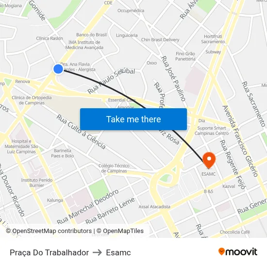 Praça Do Trabalhador to Esamc map