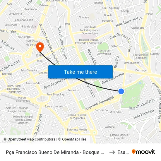 Pça Francisco Bueno De Miranda - Bosque Dos Jequitibás to Esamc map