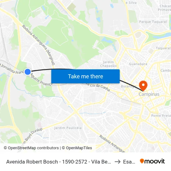 Avenida Robert Bosch -  1590-2572 - Vila Bela Vista to Esamc map