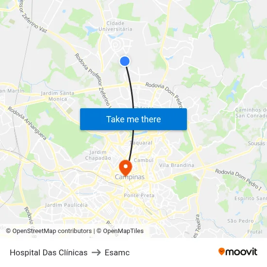 Hospital Das Clínicas to Esamc map