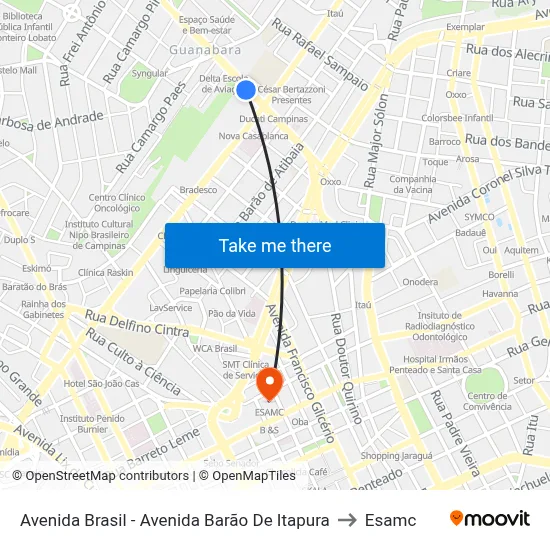 Avenida Brasil - Avenida Barão De Itapura to Esamc map
