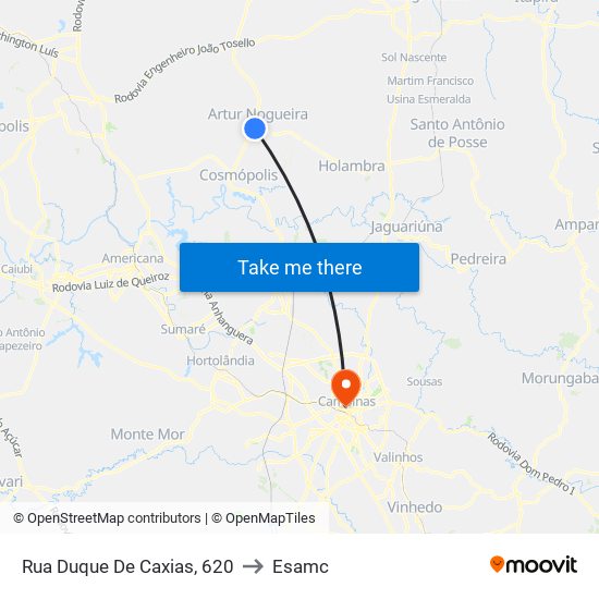 Rua Duque De Caxias, 620 to Esamc map