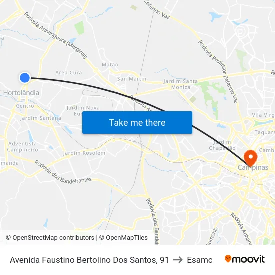 Avenida Faustino Bertolino Dos Santos, 91 to Esamc map