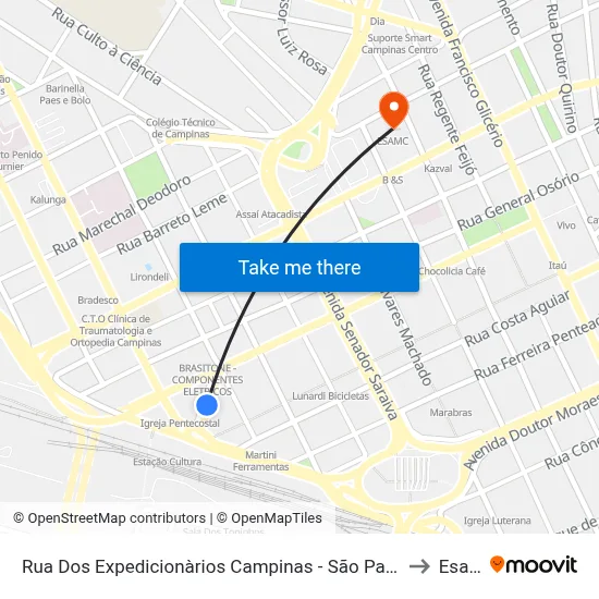 Rua Dos Expedicionàrios Campinas - São Paulo 13013 Brasil to Esamc map