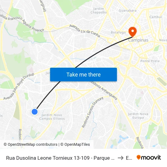 Rua Dusolina Leone Tornieux 13-109 - Parque Residencial Vila Uniao Campinas - SP Brasil to Esamc map
