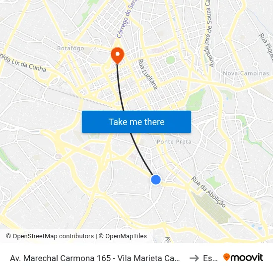Av. Marechal Carmona 165 - Vila Marieta Campinas - SP 13041-311 Brasil to Esamc map
