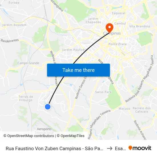 Rua Faustino Von Zuben Campinas - São Paulo 13056 Brasil to Esamc map
