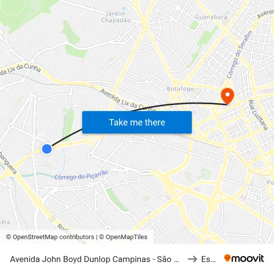Avenida John Boyd Dunlop Campinas - São Paulo 13034 Brasil to Esamc map