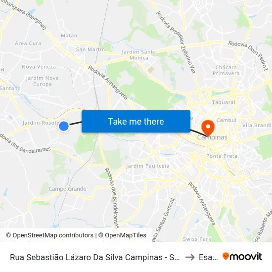 Rua Sebastião Lázaro Da Silva Campinas - São Paulo Brasil to Esamc map