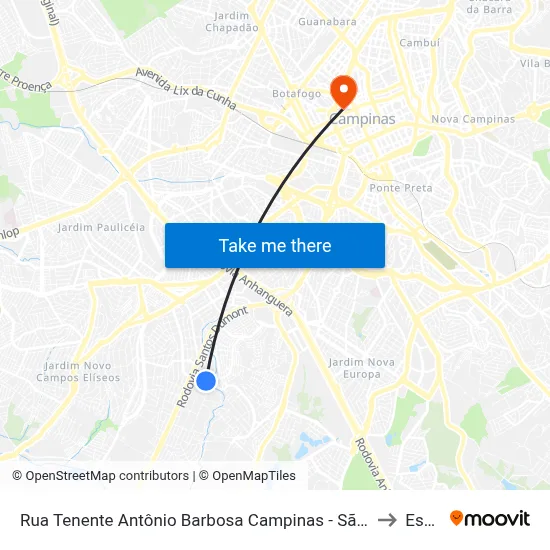 Rua Tenente Antônio Barbosa Campinas - São Paulo 13051 Brasil to Esamc map
