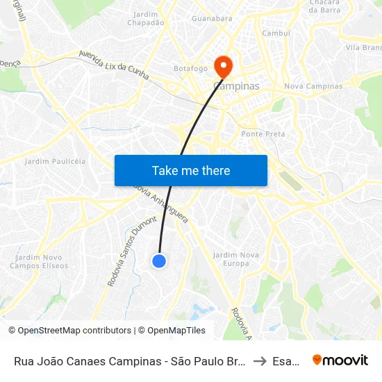 Rua João Canaes Campinas - São Paulo Brasil to Esamc map