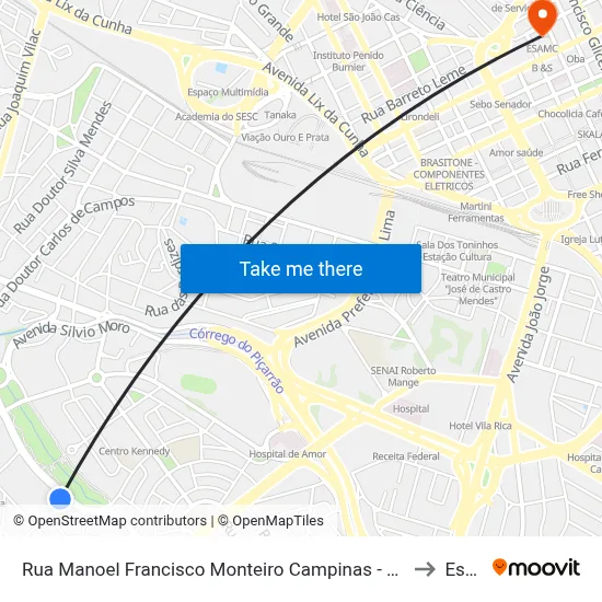 Rua Manoel Francisco Monteiro Campinas - São Paulo 13031 Brasil to Esamc map