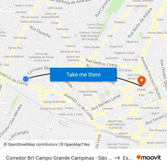 Corredor Brt Campo Grande Campinas - São Paulo 13070 Brasil to Esamc map