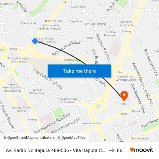 Av. Barão De Itapura 488-506 - Vila Itapura Campinas - SP Brasil to Esamc map