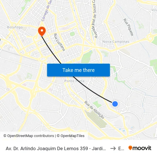 Av. Dr. Arlíndo Joaquim De Lemos 359 - Jardim Proença Campinas - SP 13100-451 Brasil to Esamc map
